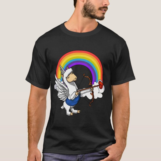 Cute Llama Cupid T-Shirt (Front)