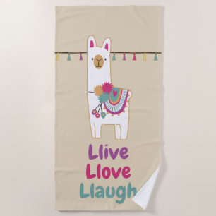 Cute llama custom design beach towel