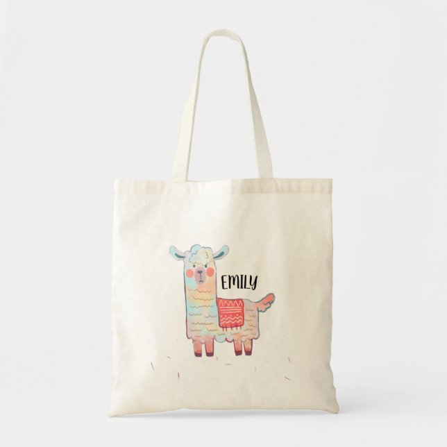Cute Llama Customizable Tote Bag (Front)