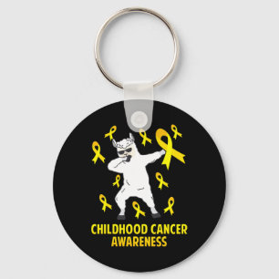Cute Llama Dabbing Warrior Childhood Cancer Awaren Keychain
