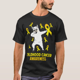 Cute Llama Dabbing Warrior Childhood Cancer Awaren T-Shirt