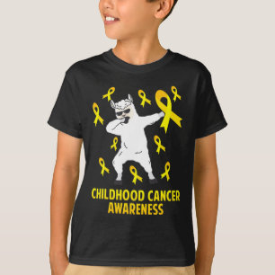 Cute Llama Dabbing Warrior Childhood Cancer Awaren T-Shirt