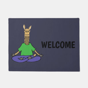 Cute Llama doing Yoga Cartoon Doormat