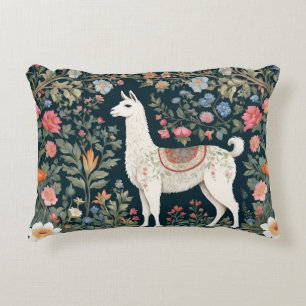 Cute Llama Elegant Floral Accent Pillow