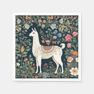 Cute Llama Elegant Floral Napkin