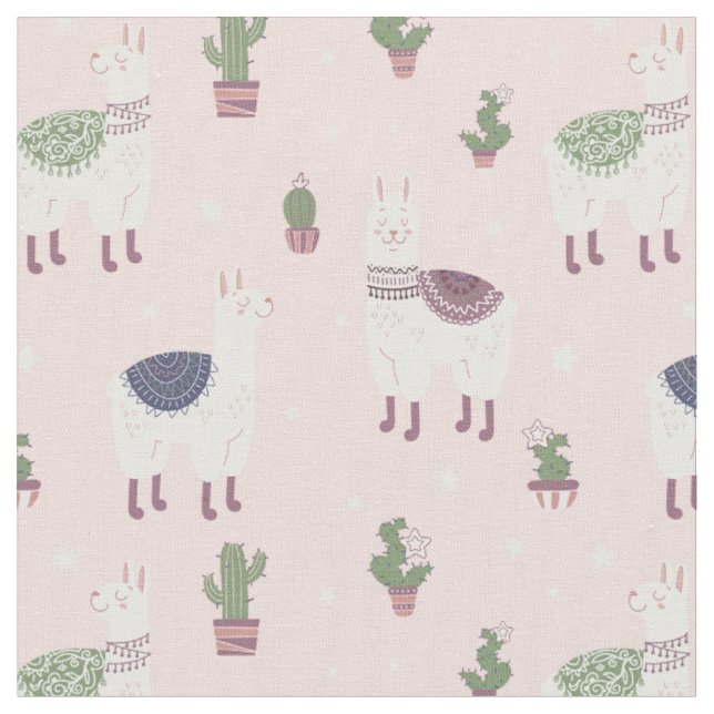 Cute Llama Fabric (Close Up)