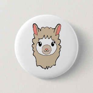 Cute Llama Face Drawing 2 Inch Round Button