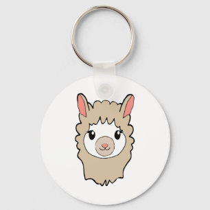 Cute Llama Face Drawing Keychain