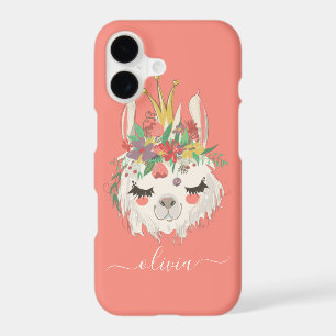 Cute Llama Face Floral Personalized Name