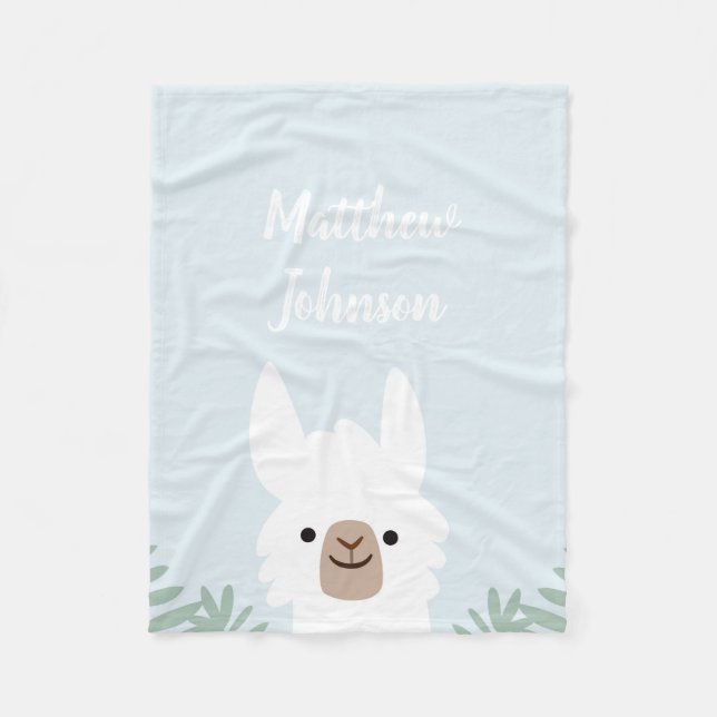 Cute Llama Fleece Blanket (Front)