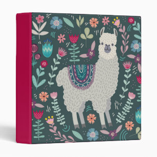 Cute Llama Floral Design Binder