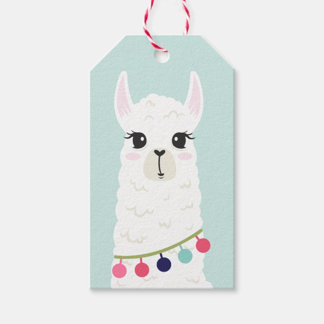 Cute Llama Girl's Birthday Gift Tags (Front)