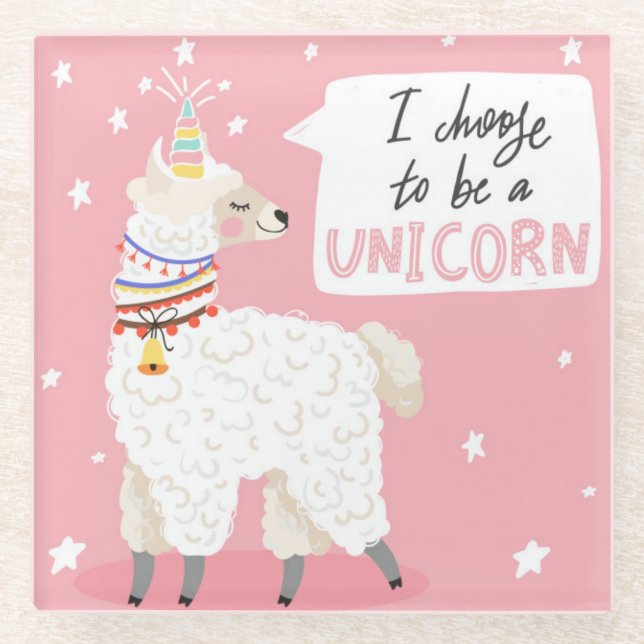 Cute Llama Glass Coaster (Front)
