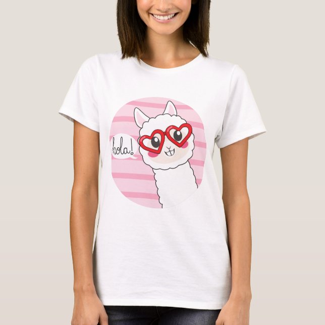 Cute Llama Hola T-Shirt (Front)