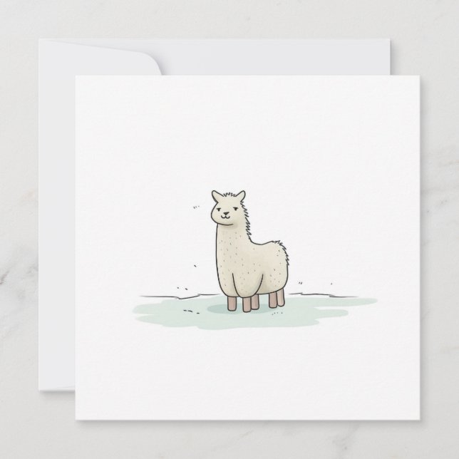 Cute Llama Illustration - Adorable and Calm Llama  Holiday Card (Front)
