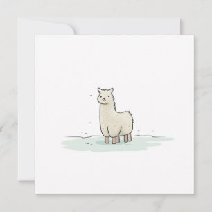 Cute Llama Illustration - Adorable and Calm Llama  Holiday Card