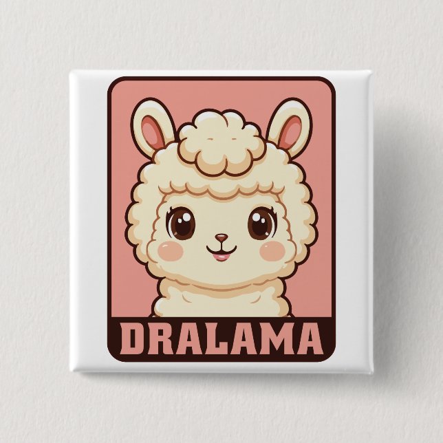Cute llama illustration design 2 inch square button (Front)