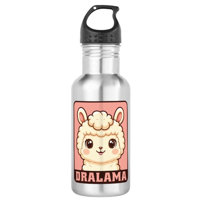 Cute llama illustration design 532 ml water bottle (Front)