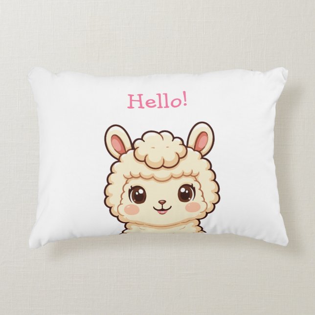 Cute llama illustration design accent pillow (Front)