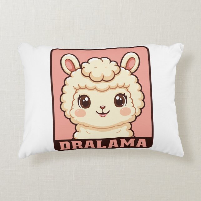 Cute llama illustration design accent pillow (Front)