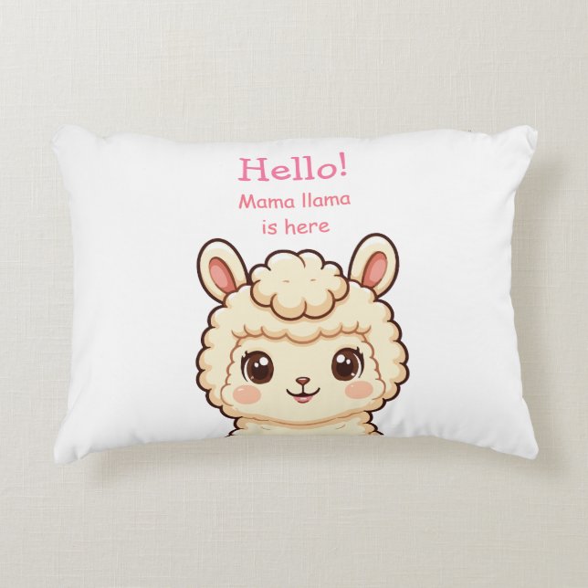 Cute llama illustration design accent pillow (Front)