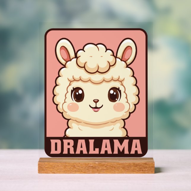 Cute llama illustration design acrylic sign (Neutral)