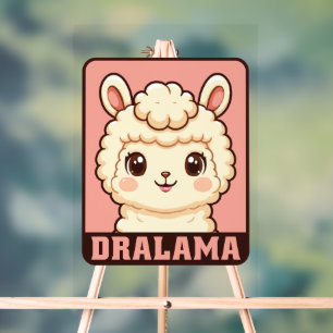 Cute llama illustration design acrylic sign