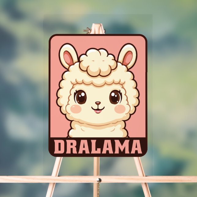 Cute llama illustration design acrylic sign (Neutral)