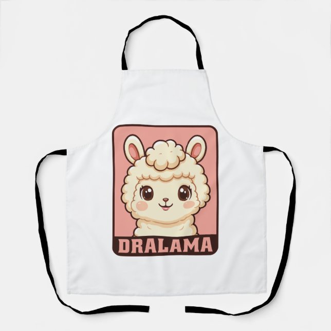 Cute llama illustration design apron (Front)