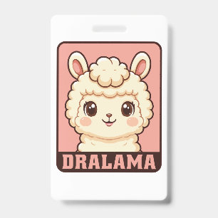 Cute llama illustration design badge