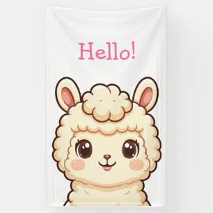 Cute llama illustration design banner