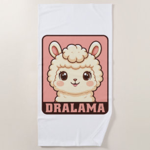 Cute llama illustration design beach towel