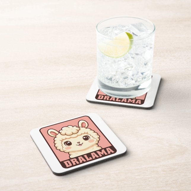 Cute llama illustration design coaster (Right Side)