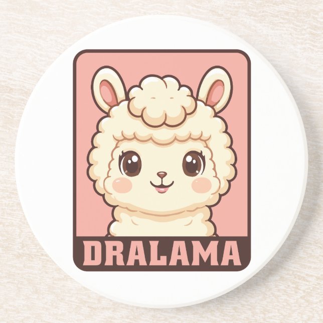 Cute llama illustration design coaster (Front)