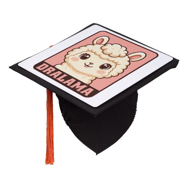 Cute llama illustration design graduation cap topper (Angled)