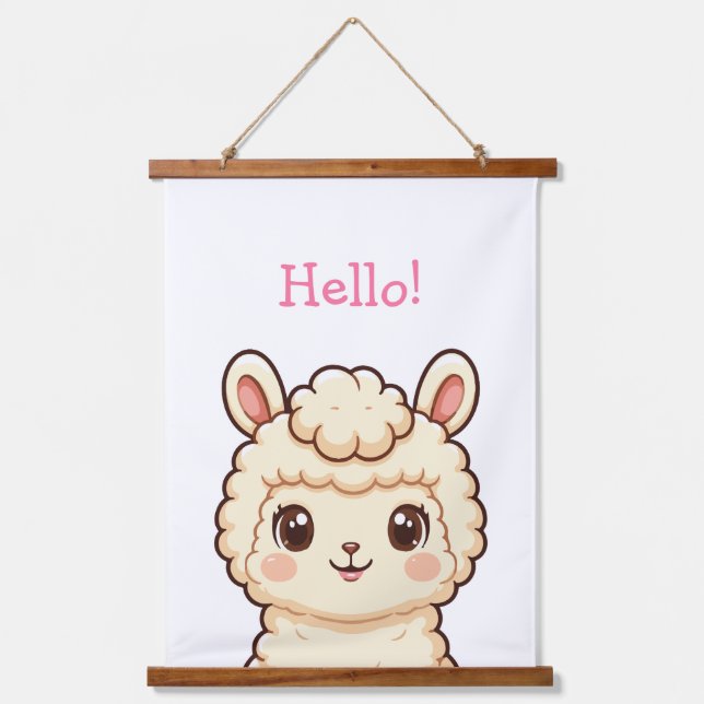 Cute llama illustration design hanging tapestry (Front)
