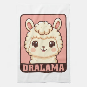 Cute llama illustration design kitchen towel