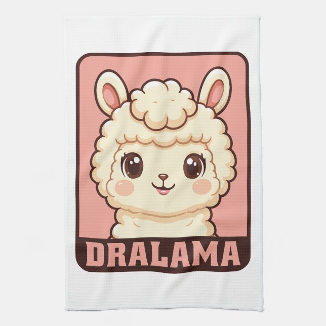 Cute llama illustration design kitchen towel (Vertical)