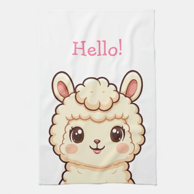 Cute llama illustration design kitchen towel (Vertical)