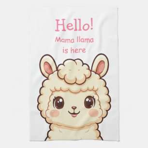 Cute llama illustration design kitchen towel