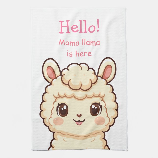 Cute llama illustration design kitchen towel (Vertical)