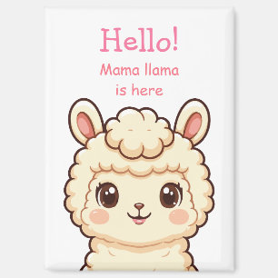 Cute llama illustration design magnet
