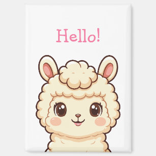 Cute llama illustration design magnet