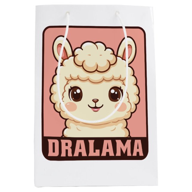 Cute llama illustration design medium gift bag (Front)