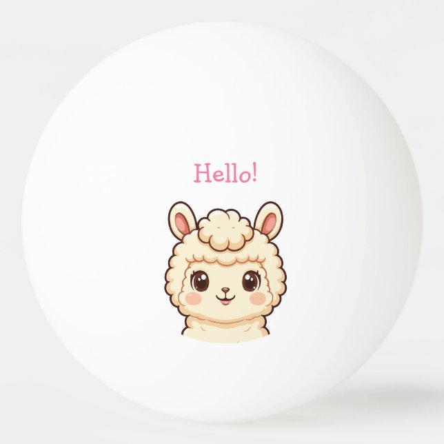 Cute llama illustration design ping pong ball (Front)