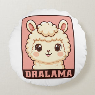 Cute llama illustration design round pillow