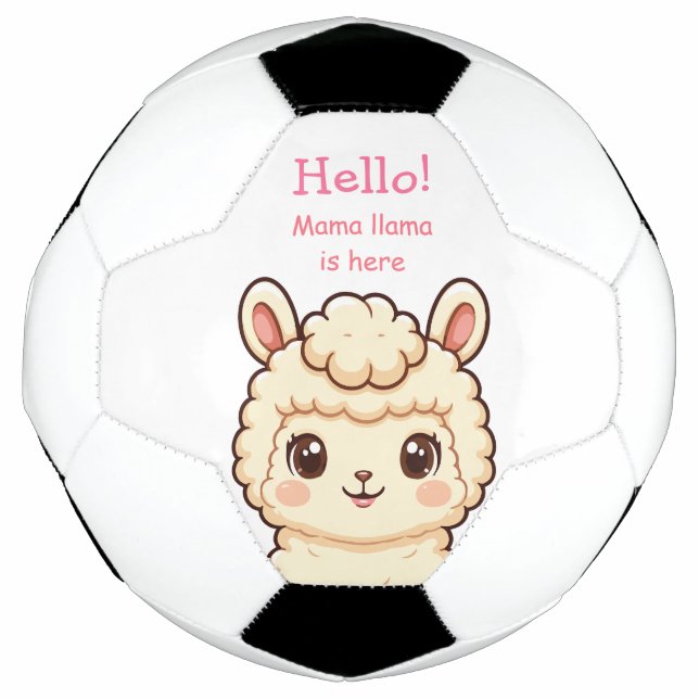 Cute llama illustration design soccer ball (Front)