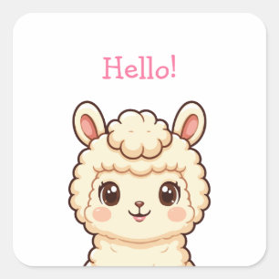 Cute llama illustration design square sticker