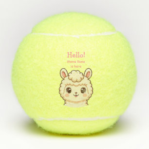 Cute llama illustration design tennis balls