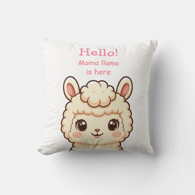 Cute llama illustration design throw pillow (Front)
